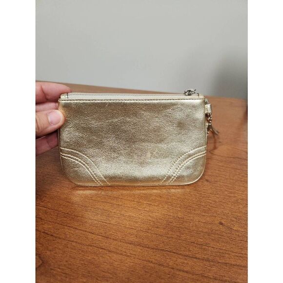 Coach Vintage Metallic Gold Leather Wristlet Purse with tag - Picture 6 of 9